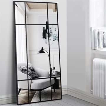 Speil med sort jernramme str. 170x80 cm
